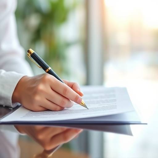 Ic√¥ne de contrat l√©gal repr√©sentant un accord formel avec un stylo signant un document.